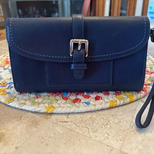 Coach Dark Blue Leather Wristlet/Wallet